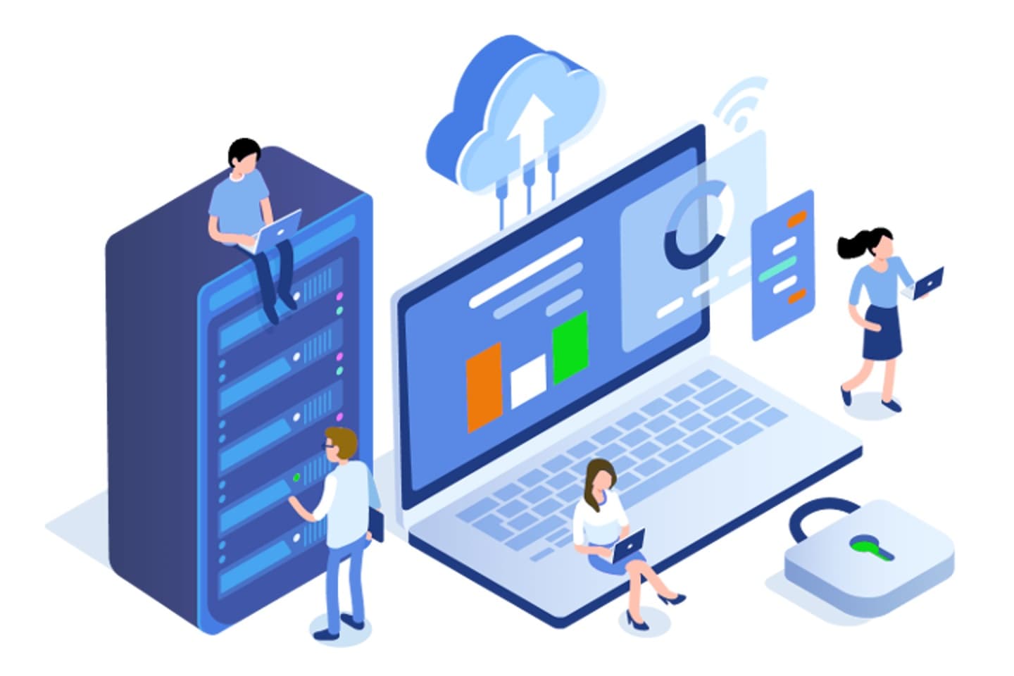 Few Animated Characters along with technology Gadgets